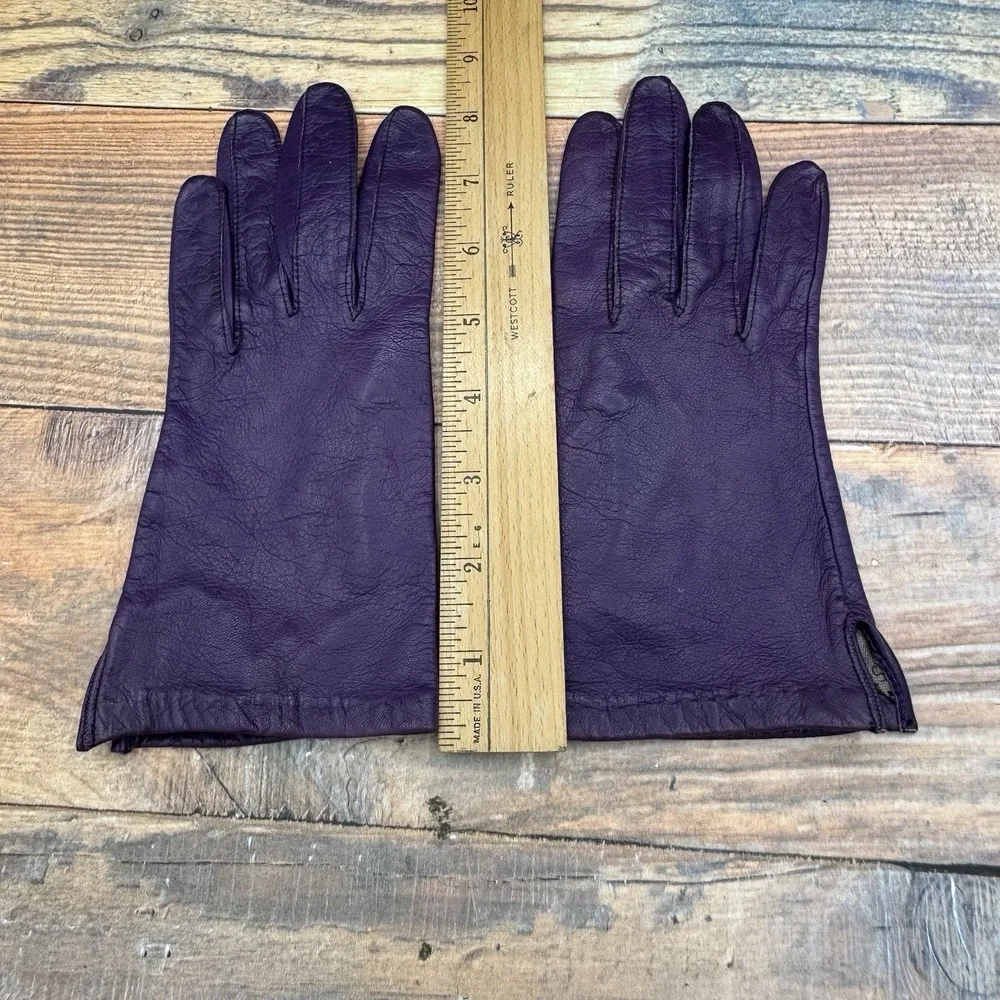 Aris Lambskin Leather Purple Driving Gloves Women Size 7 Lined Vintage MCM